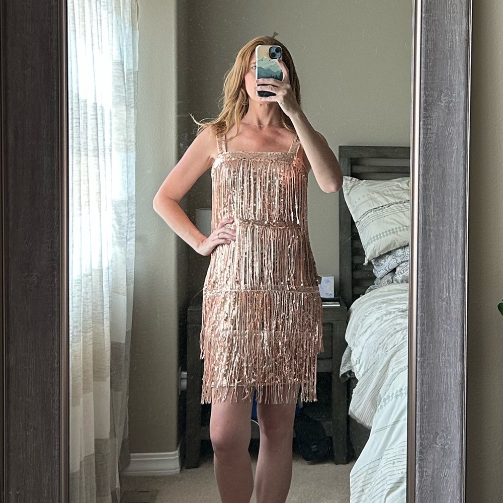 Rose Gold Fringe Dress